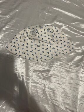 H&M Cream Bucket Hat with Blue Floral Print